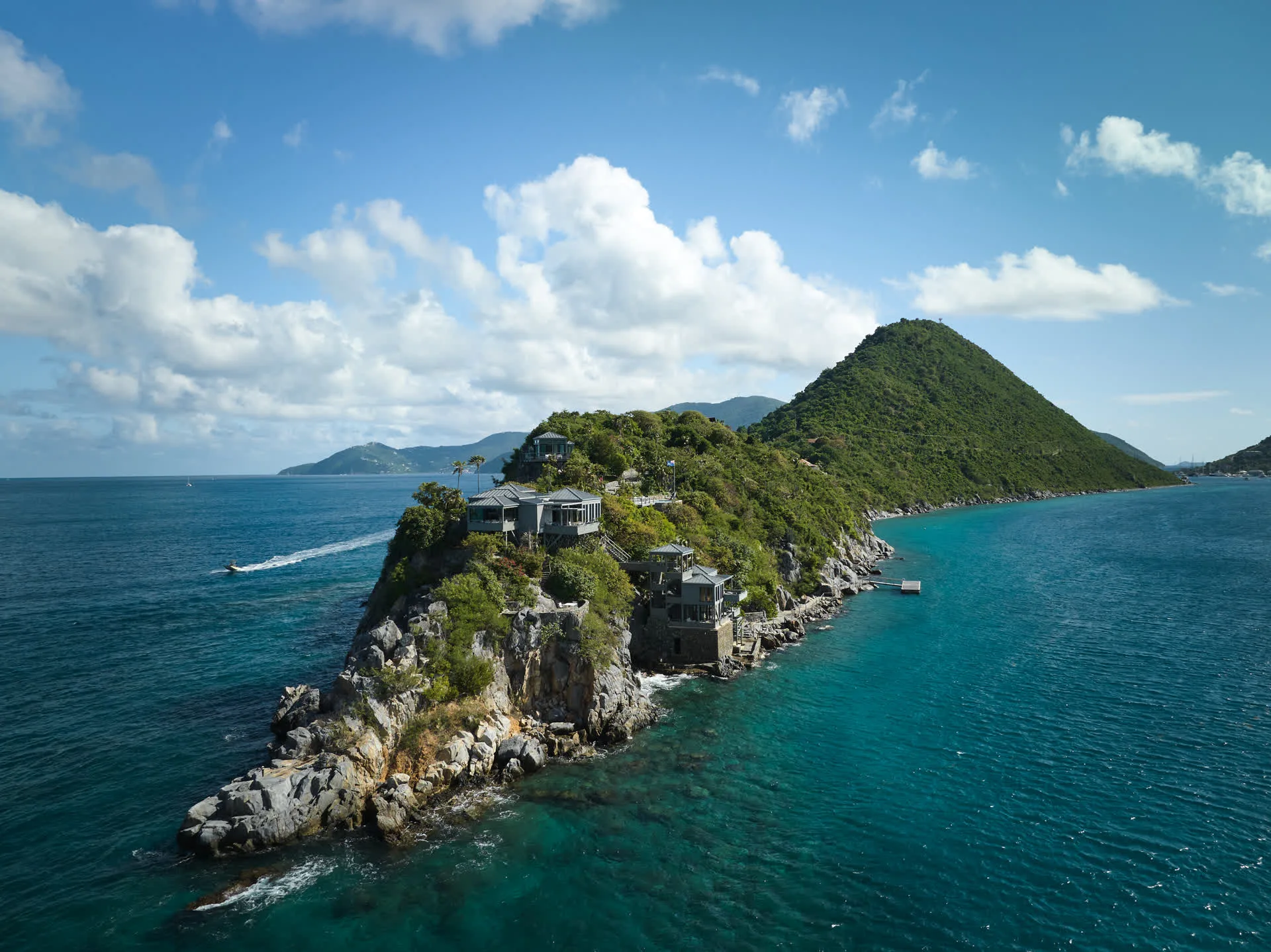 Steele Point peninsula aerial view showing the Caribbean coastline